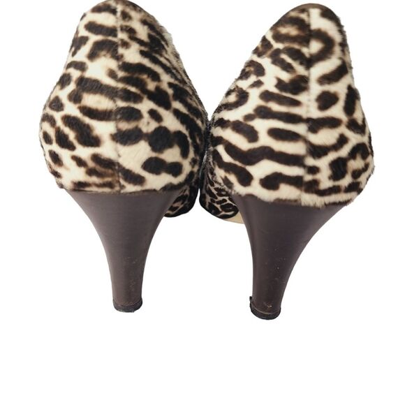 Anyi Lu Leopard Print Calf Hair Pumps  Brown Black Heels Shoes 39.5 - Picture 6 of 11